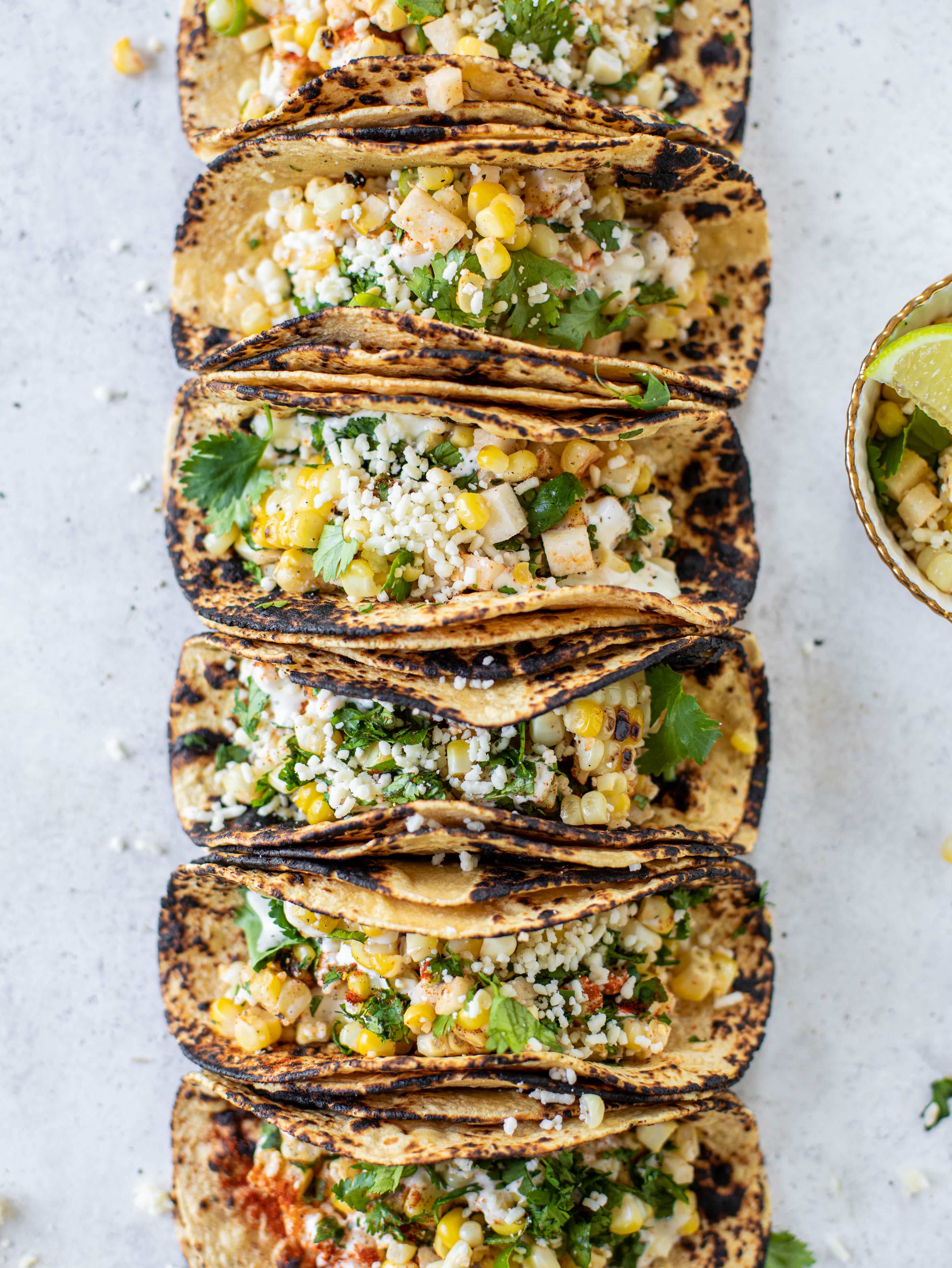 corn and jicama tacos